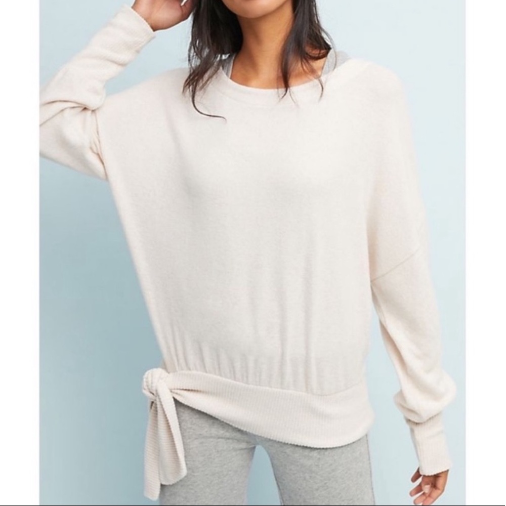 Anthro Saturday Sunday Payton Fleece Tie Front Top